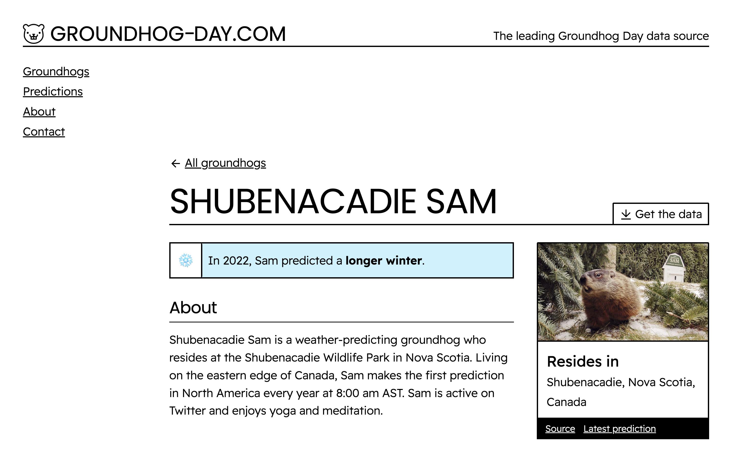 Screenshot of groundhog-day.com